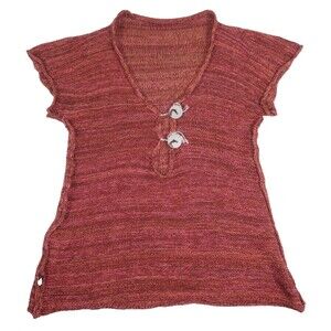 Skif Skifo Art-to-Wear Short Sleeve Handmade  Knit Sweater Merino Cotton Linen M